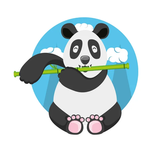 Bärenpanda mit Bambus-Symbol — Stockvektor