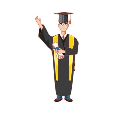 Genç adam avatar karakter mezun