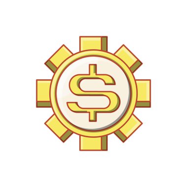 sembol dolar izole dişli makinesi simgesi