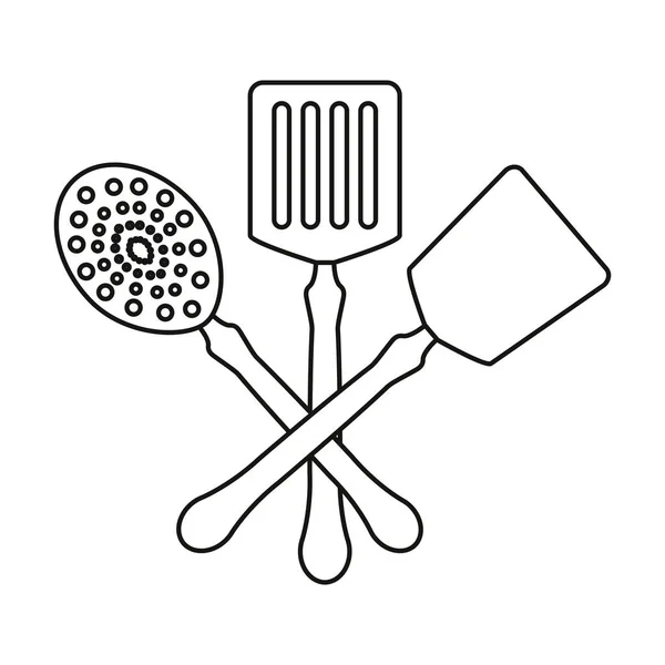 Skimmer spatula felie ustensilă bucătărie tacâmuri — Vector de stoc