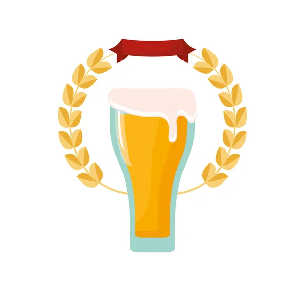 Cerveza vidrio bebida espuma emblema — Archivo Imágenes Vectoriales