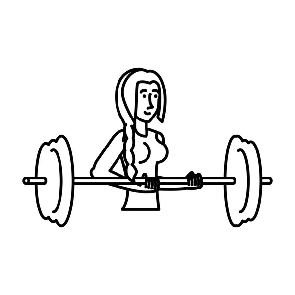 Young athletic woman with dumbbell sport — Stock Vector
