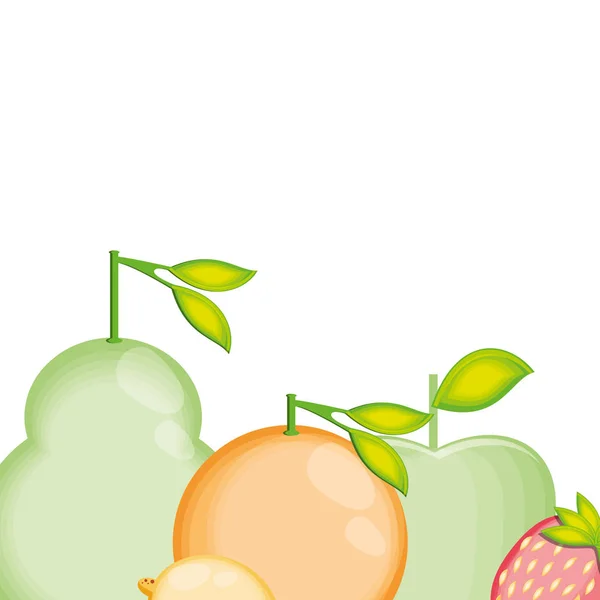 Pere proaspete cu fructe icoană izolată — Vector de stoc