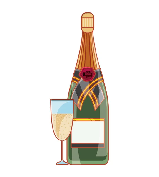 Láhev a šálek šampaňského — Stockový vektor