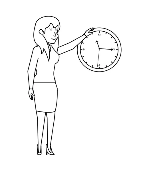 Donna d'affari elegante con orologio tempo — Vettoriale Stock