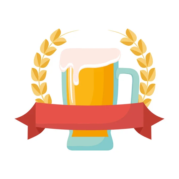 Emblema con diseño de cerveza — Archivo Imágenes Vectoriales