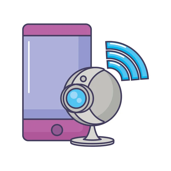 Smartphone webcam tecnología de señal de Internet gadget — Vector de stock