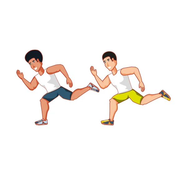 Jóvenes hombres atléticos corriendo carácter avatar — Vector de stock