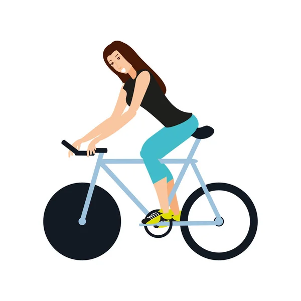 Young athletic woman in bicycle — Stock Vector