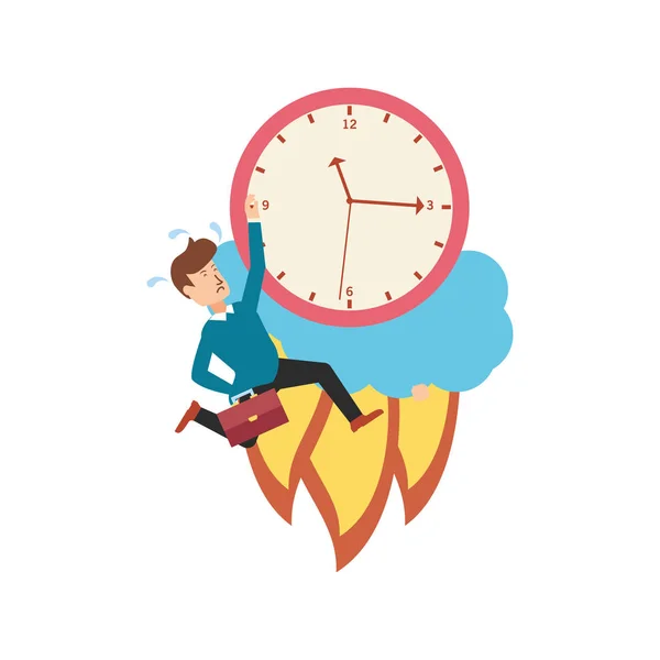 Запуск годинника часу з бізнесменом — стоковий вектор