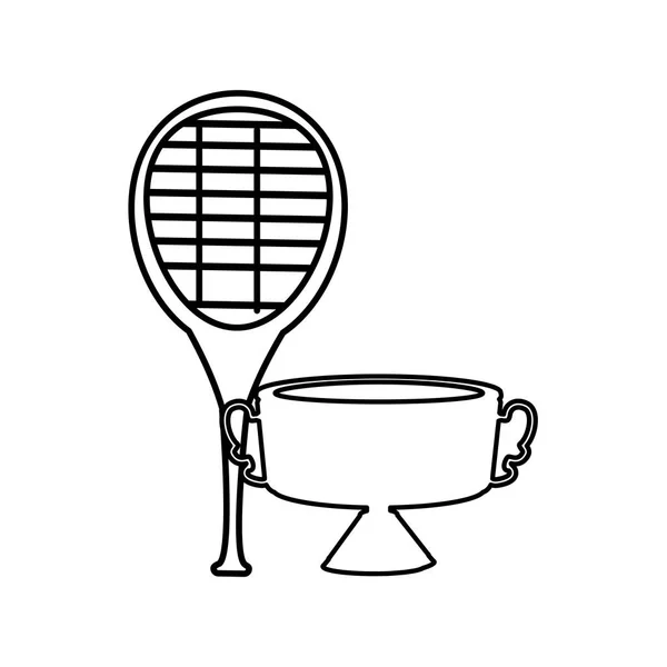 Copo de troféu com raquete de tênis — Vetor de Stock