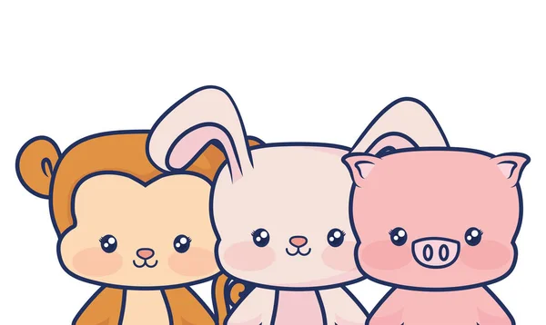 Bonito babys animais sorrindo — Vetor de Stock