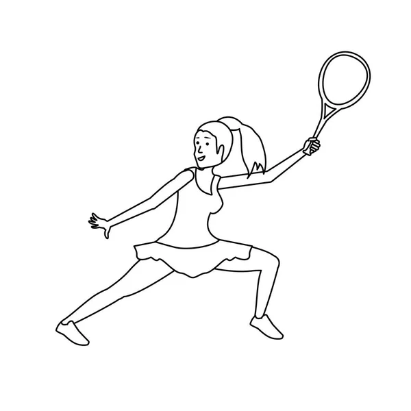 Mujer tenis jugando con raqueta — Archivo Imágenes Vectoriales