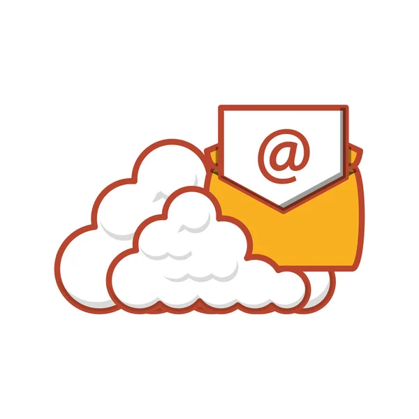 Serveur cloud computing avec enveloppe — Image vectorielle