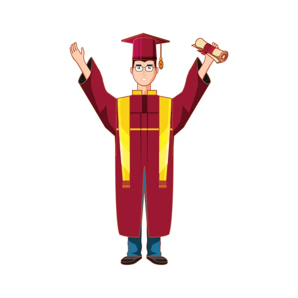 Jeune homme diplômé avatar personnage — Image vectorielle
