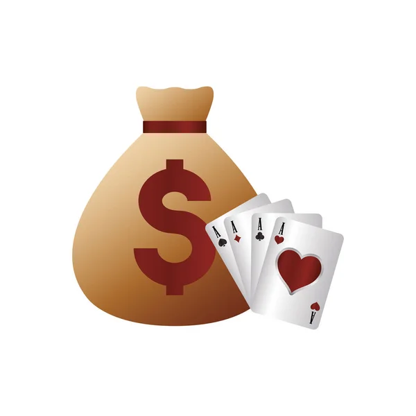 Casino Poker para çantası Suits kartları — Stok Vektör