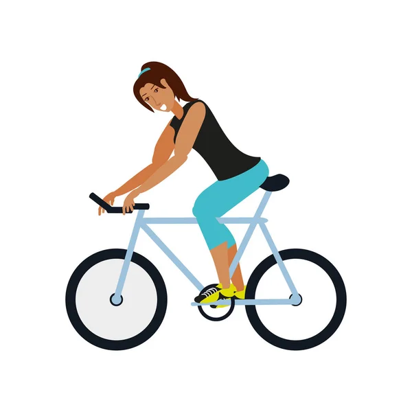 Young athletic woman in bicycle — Stock Vector