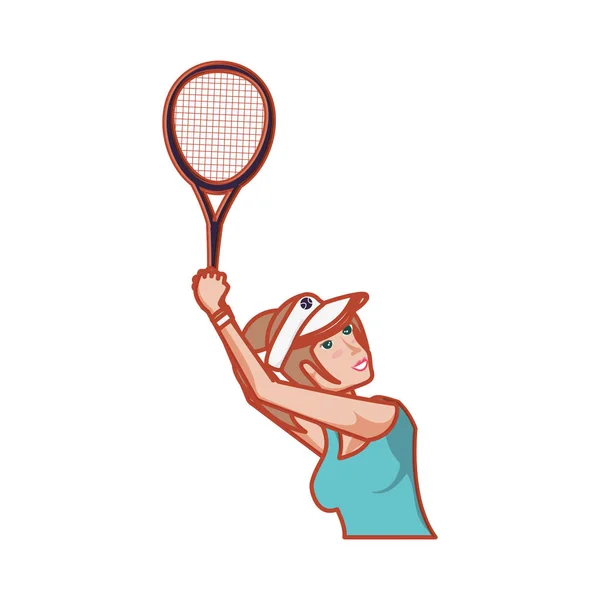 Kadın Tenis raket ile oynuyor — Stok Vektör