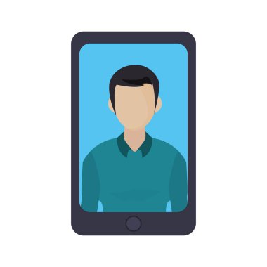 adam beyaz arka plan üzerinde smartphone içinde