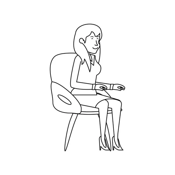 Kobieta interesu siedzący w krzesło avatar charakter — Wektor stockowy