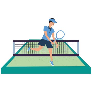 spor kortunda tenis oynayan adam