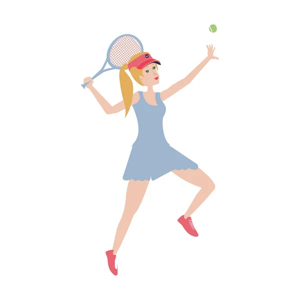 Kvinna tennis leker med racket — Stock vektor