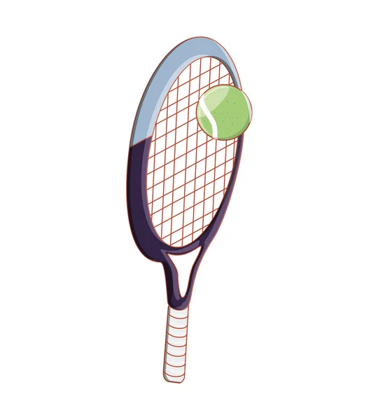 Racket with ball of tennis isolated icon — Stock Vector