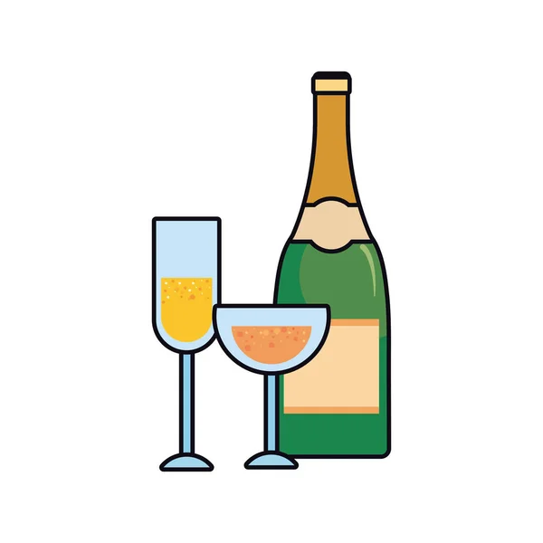 Láhev šampaňského a brýle oslava — Stockový vektor