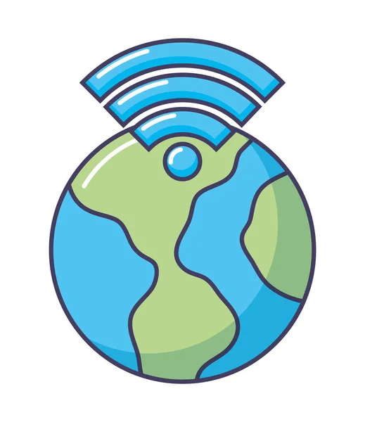 Planeta mundo internet sinal wi-fi —  Vetores de Stock