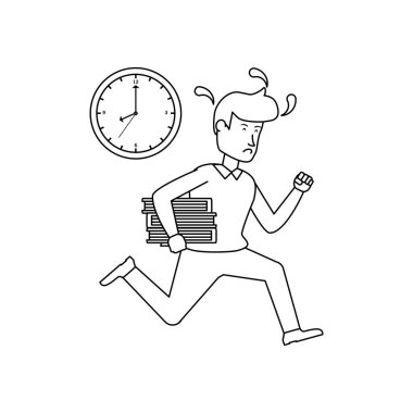 kitap ve saat ile çalışan işadamı