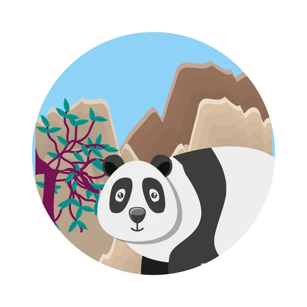 Oso panda animal con paisaje — Archivo Imágenes Vectoriales