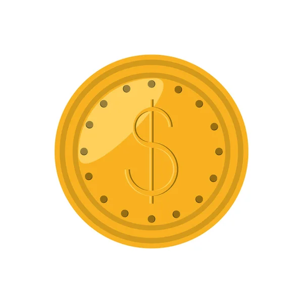 Munt dollar geïsoleerde pictogram — Stockvector