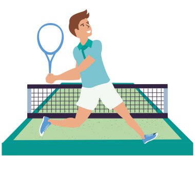spor kortunda tenis oynayan adam