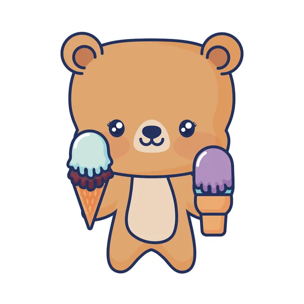 Lindo oso con dulce helado animal bebé — Archivo Imágenes Vectoriales