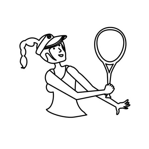 Femme tennis jouer avec raquette — Image vectorielle