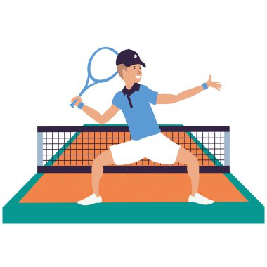 spor kortunda tenis oynayan adam