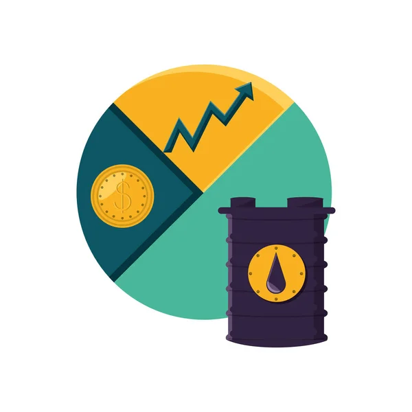 Barrel of gasoline with statistics bars — Stock Vector