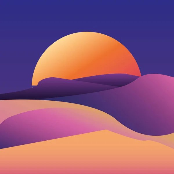 Zonsondergang deset landschap gradiënt achtergrond — Stockvector