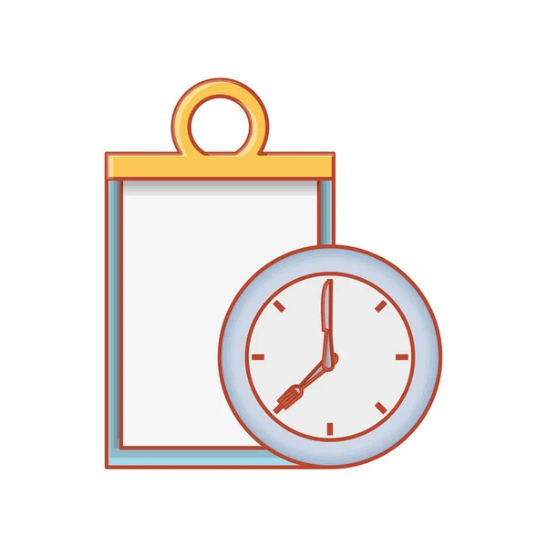 時計の時間とチェックリストのクリップボード — ストックベクタ