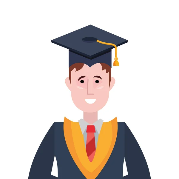 Retrato de hombre graduado con sombrero de graduación — Vector de stock