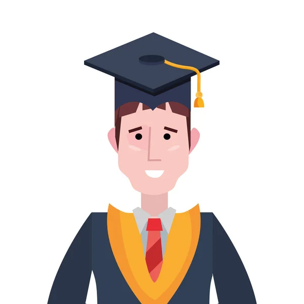 Retrato de hombre graduado con sombrero de graduación — Vector de stock