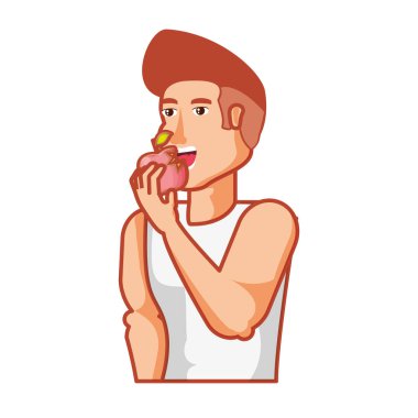 genç atletik erkek yeme elma