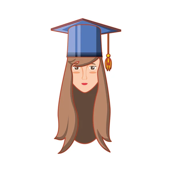 Tête de jeune femme diplômée — Image vectorielle