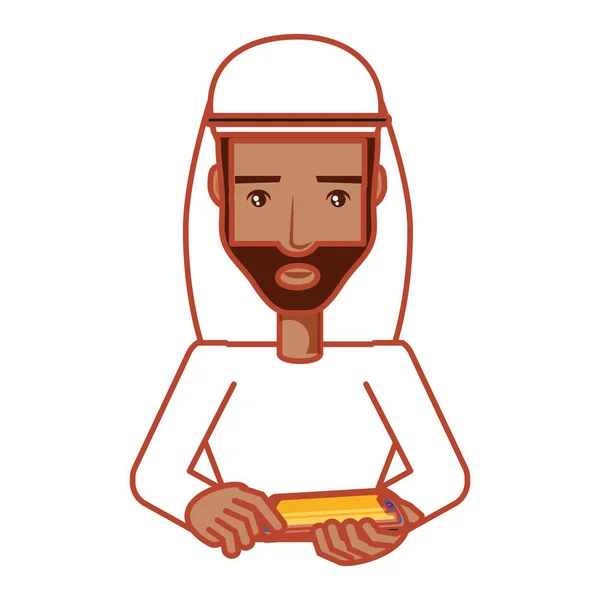 Человек араб со смартфоном — стоковый вектор