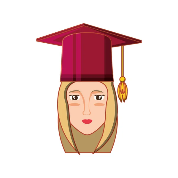 Cabeza de mujer joven graduado — Vector de stock