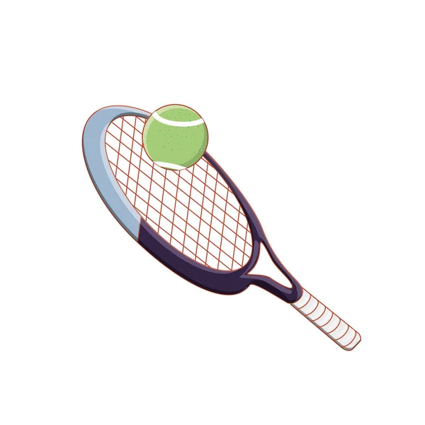 Raquette avec balle de tennis icône isolée — Image vectorielle