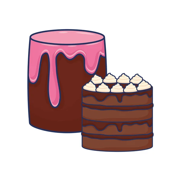 Pasteles de chocolate dulce — Vector de stock