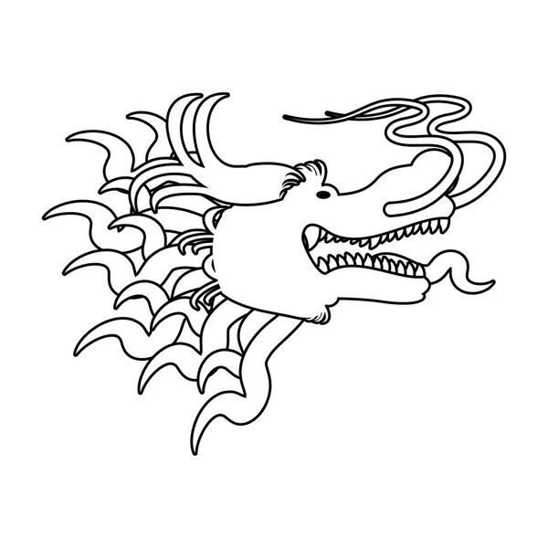 Head of chinese dragon isolated icon — Stock Vector