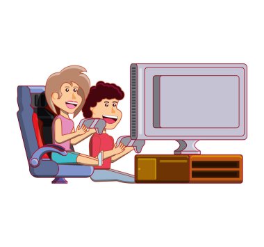 Video oyunu oynayan genç çift