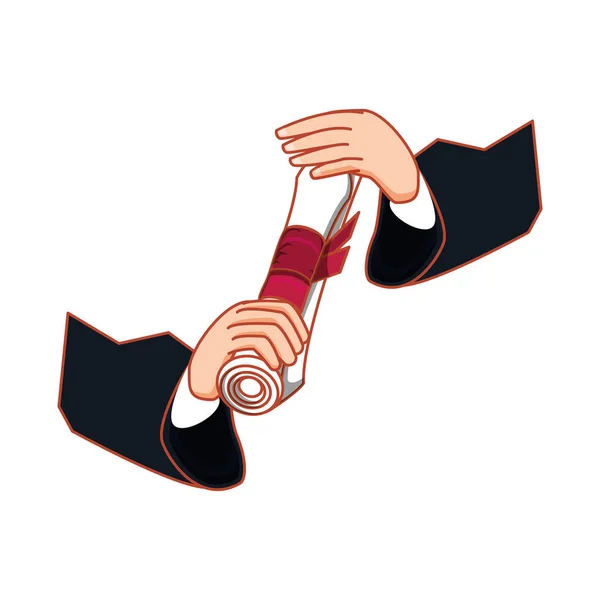 Hände mit Graduierungszertifikat Vektor Illustration Design — Stockillustration Hände mit Abschlusszeugnis — Stockvektor